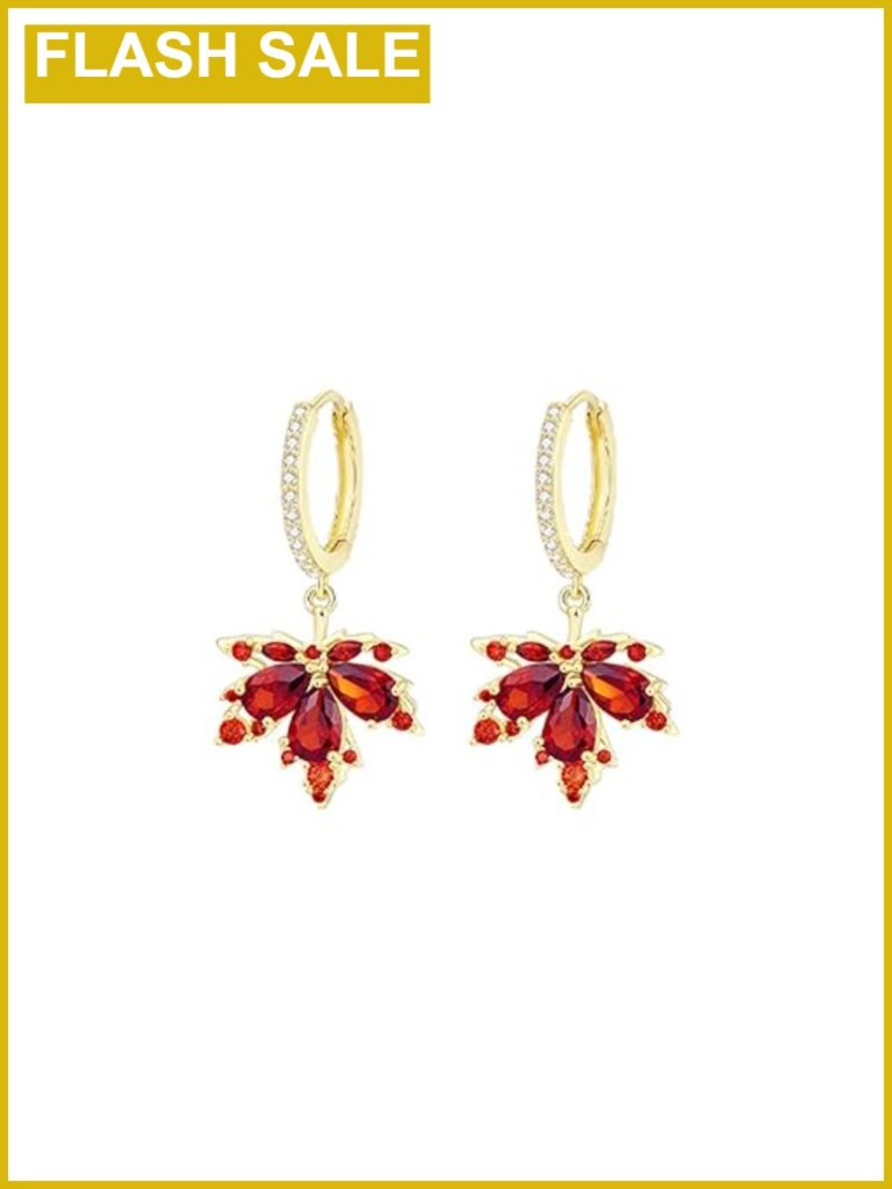 Maple Leaf Dangle Earrings Crystal Zinc Alloy Drop Thanksgiving Jewelry